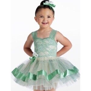 Weissman Ballet Tutu Costume Girls 6 6X Sage Green Dance Recital Dress 15175
